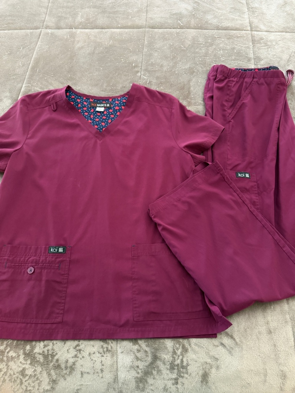 koi Women's Scrub Set in Berry
